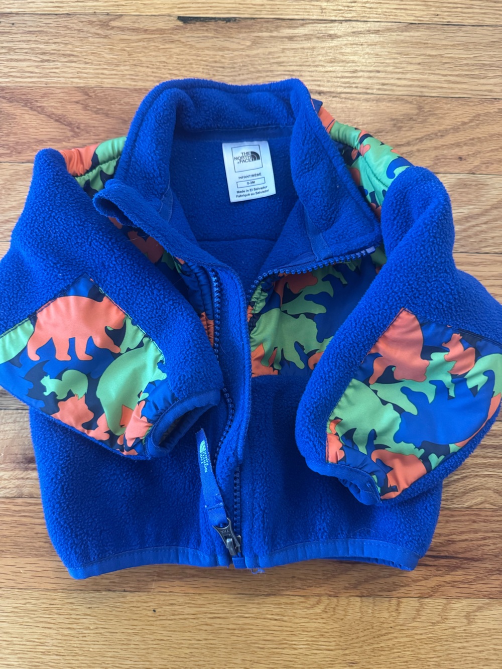 The North Face Royal Blue Fleece Jacket with Multicolor Camo Trim